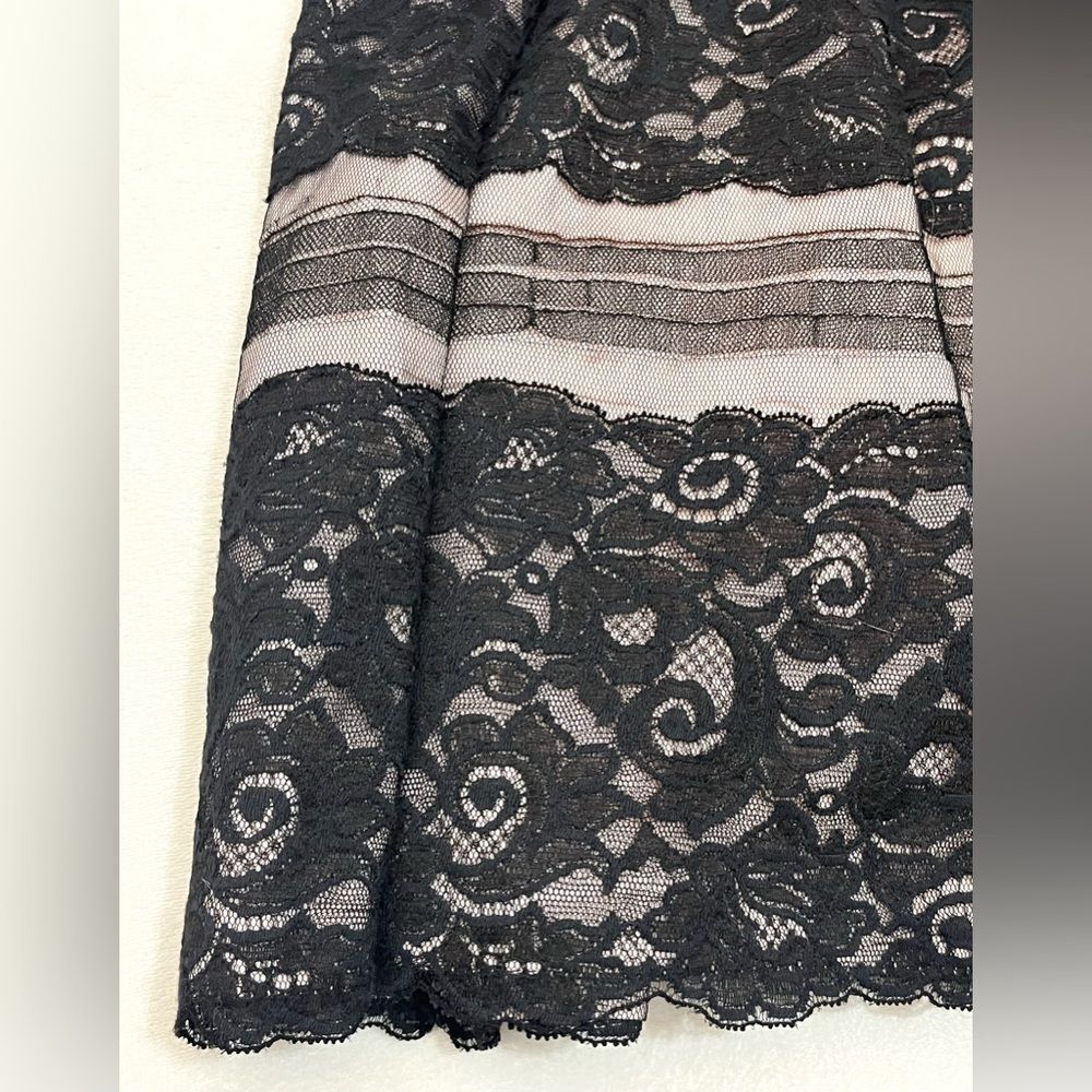Aidan by Aidan Mattox Elegant Black Lace and Light Pink Strapless Mini Dress - Picture 4 of 16